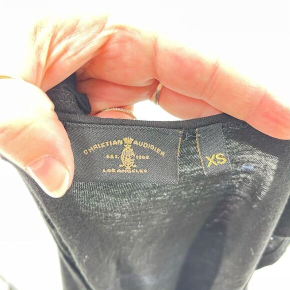 Christian Audigier ruched bling long line tank top black Extra Small - Picture 8 of 11